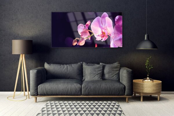 Tablou pe sticla Flori Floral Roz Violet