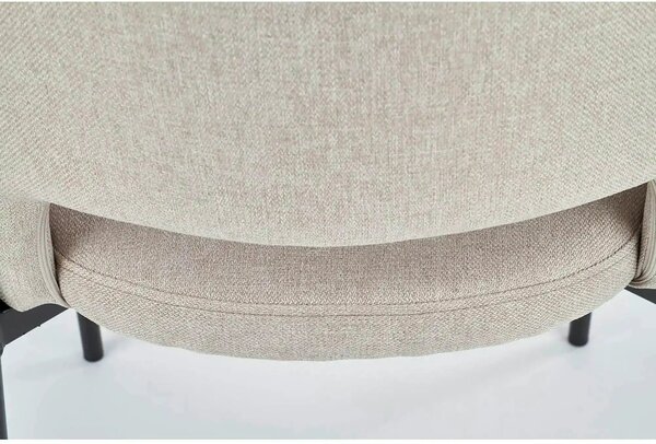Scaun dining modern K373, bej/negru, stofa clasica/metal, 51x57x77 cm