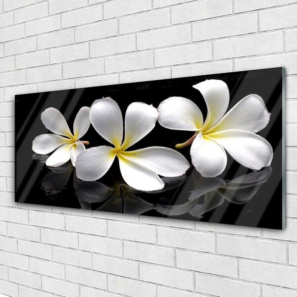 Tablou pe sticla Flori Floral Alb Negru