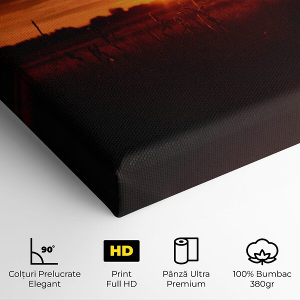 Tablou Canvas, 20x30cm, Dormitor si Living, Peisaje, Apus de soare, Field Shilouette