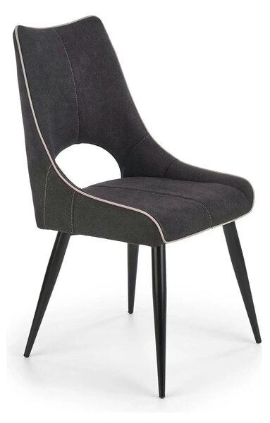 Scaun K369, gri inchis/negru, stofa clasica/otel, 48x58x92 cm