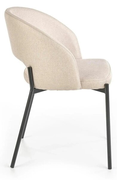 Scaun dining modern K373, bej/negru, stofa clasica/metal, 51x57x77 cm
