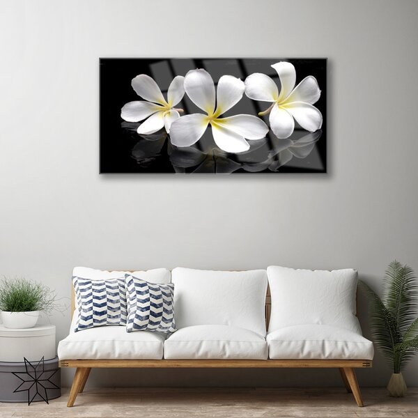 Tablou pe sticla Flori Floral Alb Negru