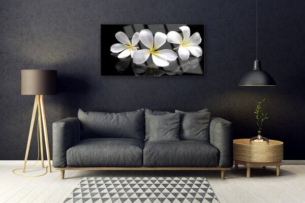 Tablou pe sticla Flori Floral Alb Negru