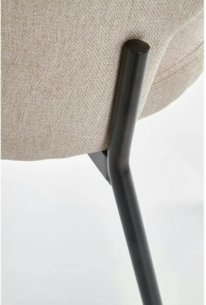 Scaun dining modern K373, bej/negru, stofa clasica/metal, 51x57x77 cm