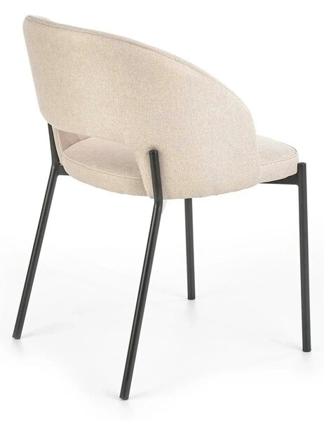 Scaun dining modern K373, bej/negru, stofa clasica/metal, 51x57x77 cm