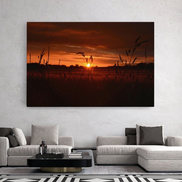 Tablou Canvas, 20x30cm, Dormitor si Living, Peisaje, Apus de soare, Field Shilouette
