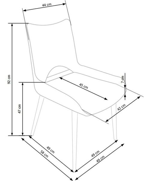 Scaun K369, gri inchis/negru, stofa clasica/otel, 48x58x92 cm