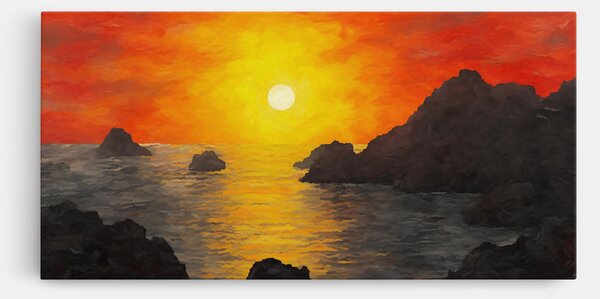 Tablou Canvas, 40x80cm, Dormitor si Living, Peisaje, Apus de soare, Mountains Rocks Painting