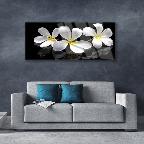 Tablou pe sticla Flori Floral Alb Negru