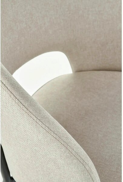 Scaun dining modern K373, bej/negru, stofa clasica/metal, 51x57x77 cm