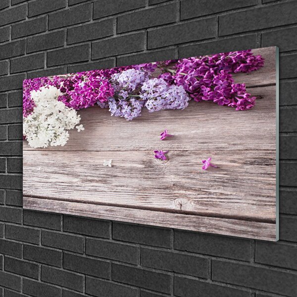 Tablou pe sticla Flori Floral Alb Roz Maro