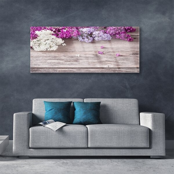 Tablou pe sticla Flori Floral Alb Roz Maro