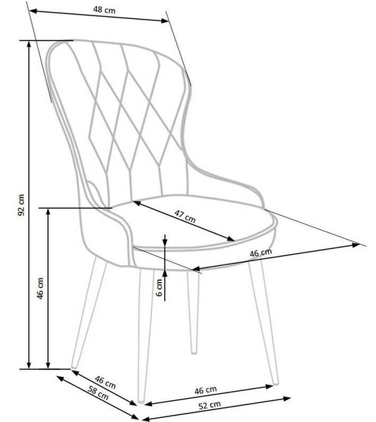 Scaun gri inchis K366, stofa catifelata/metal, 52x58x92 cm