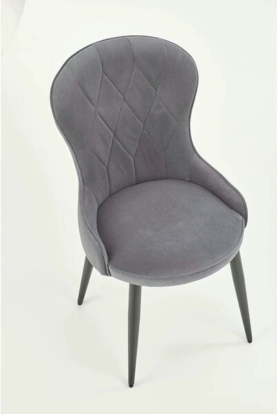 Scaun gri inchis K366, stofa catifelata/metal, 52x58x92 cm