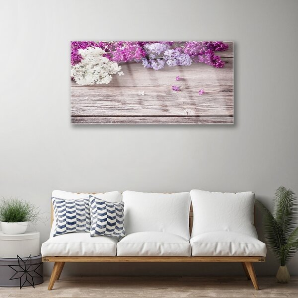 Tablou pe sticla Flori Floral Alb Roz Maro