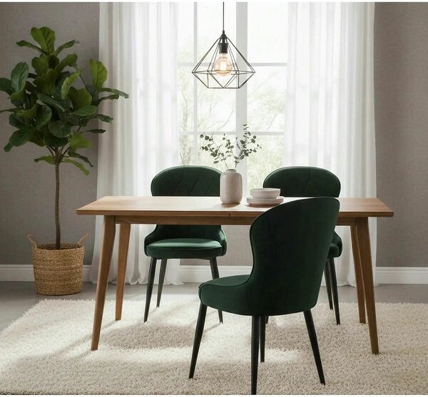 Scaun K366, verde inchis/negru, stofa catifelata/metal, 52x58x92 cm