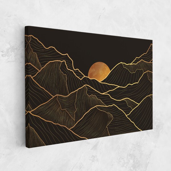 Tablou Canvas, 20x30cm, Dormitor si Living, Peisaje, Munti, Black Gold Mountains