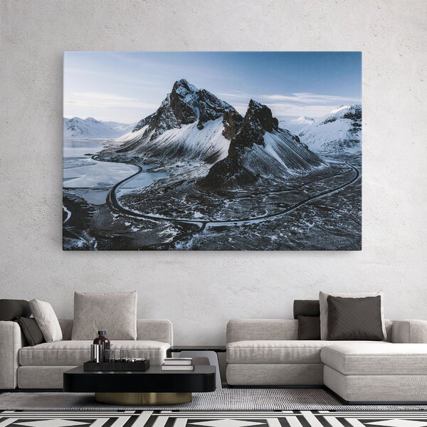 Tablou Canvas, 20x30cm, Dormitor si Living, Peisaje, Munti, Black Snowy Mountain