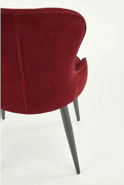 Scaun bucatarie visiniu/negru K366, stofa catifelata/metal, 52x58x92 c
