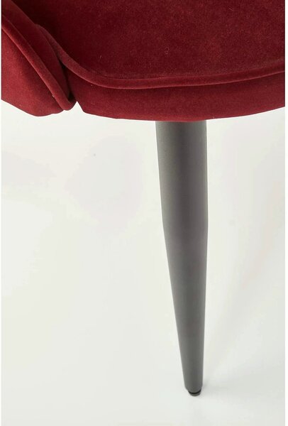 Scaun bucatarie visiniu/negru K366, stofa catifelata/metal, 52x58x92 c