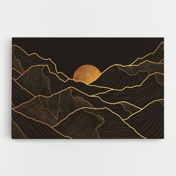 Tablou Canvas, 20x30cm, Dormitor si Living, Peisaje, Munti, Black Gold Mountains