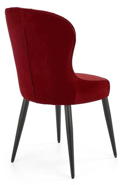 Scaun bucatarie visiniu/negru K366, stofa catifelata/metal, 52x58x92 c