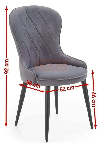 Scaun K366, verde inchis/negru, stofa catifelata/metal, 52x58x92 cm