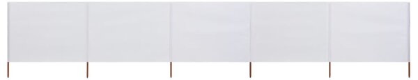 Paravan anti-vânt cu 5 panouri alb nisipiu 600x120 cm textil