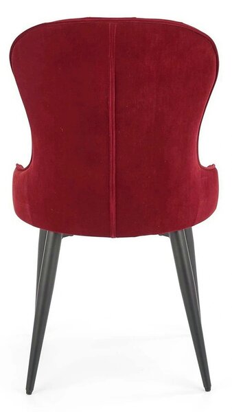 Scaun bucatarie visiniu/negru K366, stofa catifelata/metal, 52x58x92 c