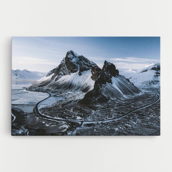 Tablou Canvas, 20x30cm, Dormitor si Living, Peisaje, Munti, Black Snowy Mountain