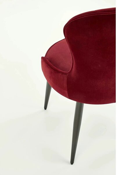 Scaun bucatarie visiniu/negru K366, stofa catifelata/metal, 52x58x92 c