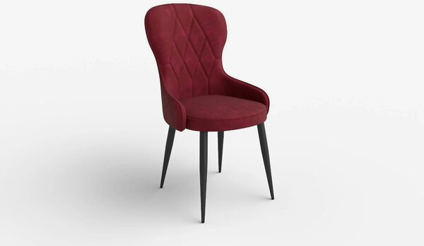 Scaun bucatarie visiniu/negru K366, stofa catifelata/metal, 52x58x92 c