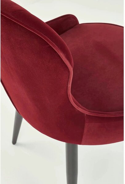 Scaun bucatarie visiniu/negru K366, stofa catifelata/metal, 52x58x92 c