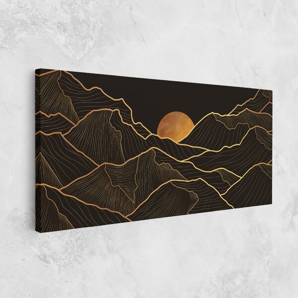 Tablou Canvas, 40x80cm, Dormitor si Living, Peisaje, Munti, Black Gold Mountains