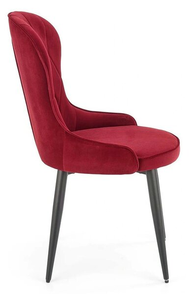 Scaun bucatarie visiniu/negru K366, stofa catifelata/metal, 52x58x92 c