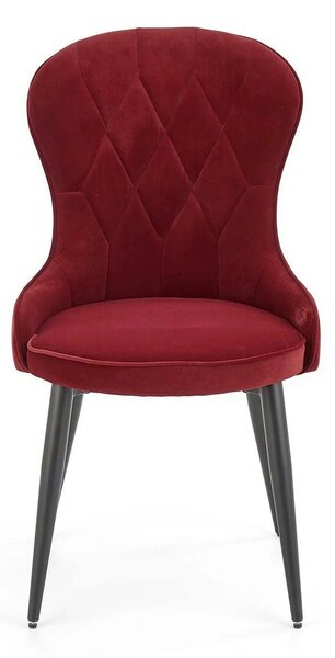 Scaun bucatarie visiniu/negru K366, stofa catifelata/metal, 52x58x92 c
