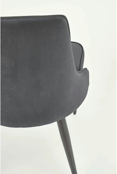 Scaun K365, gri/negru, stofa catifelata/metal, 52x57x90 cm