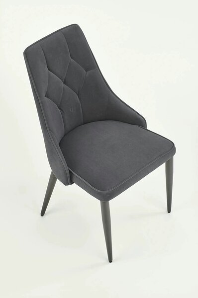 Scaun K365, gri/negru, stofa catifelata/metal, 52x57x90 cm