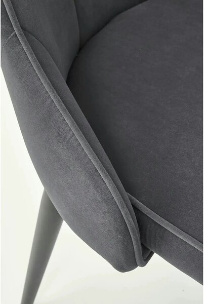 Scaun K365, gri/negru, stofa catifelata/metal, 52x57x90 cm