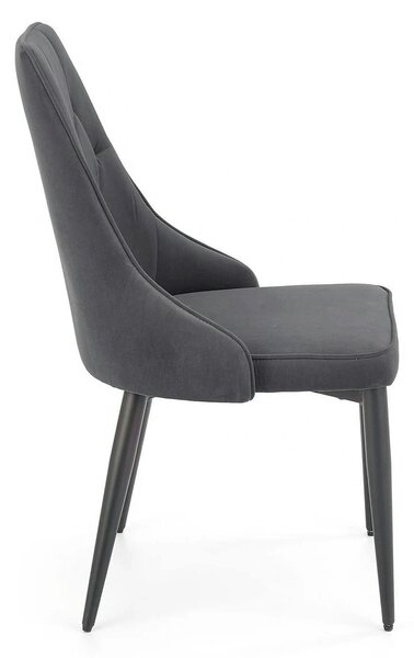 Scaun K365, gri/negru, stofa catifelata/metal, 52x57x90 cm