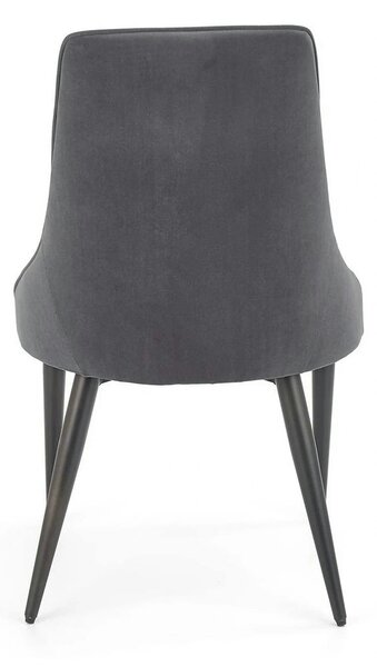 Scaun K365, gri/negru, stofa catifelata/metal, 52x57x90 cm