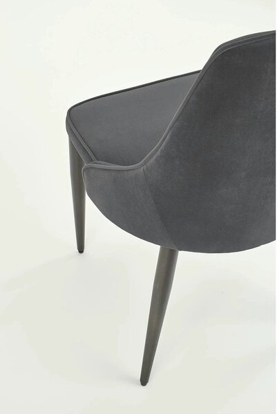 Scaun K365, gri/negru, stofa catifelata/metal, 52x57x90 cm