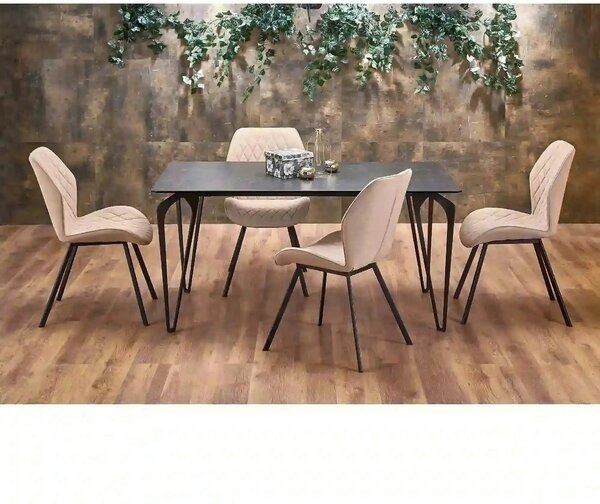 Scaun K360 bej/negru, stofa clasica/metal, 51x64x90 cm