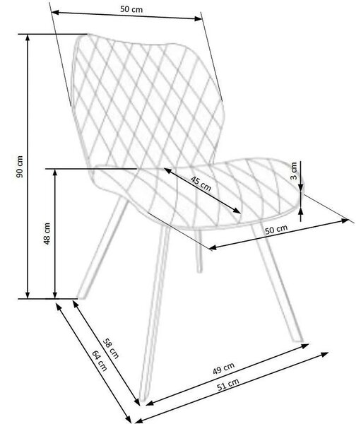 Scaun K360 bej/negru, stofa clasica/metal, 51x64x90 cm