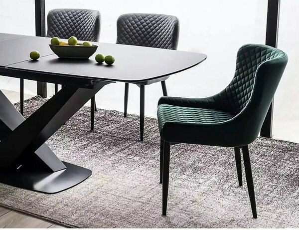 Scaun de dining COLIN B, gri/negru, stofa catifelata/metal, 52x45x82 c