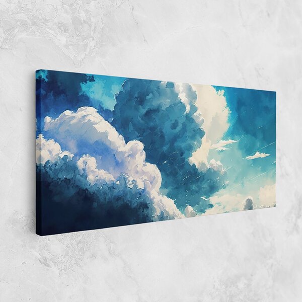 Tablou Canvas, 40x80cm, Dormitor si Living, Peisaje, Nori, White Blue Clouds Art