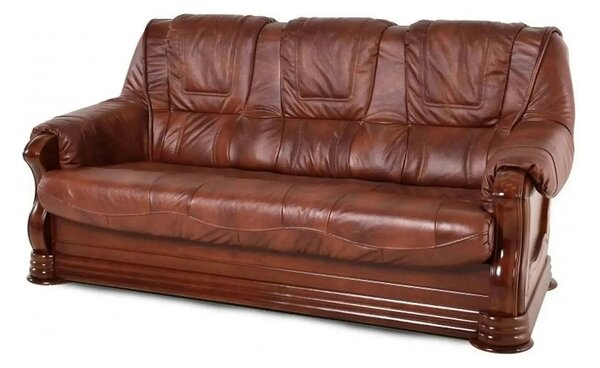 Canapea extensibila de piele PARMA, maro, piele naturala/lemn/placaj