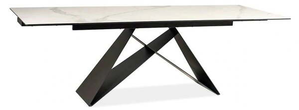 Masa moderna dining WESTIN III, alb/negru, ceramica/metal, 160-240x90x