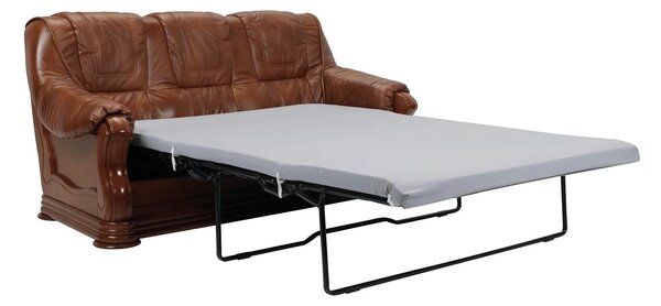 Canapea extensibila de piele PARMA, maro, piele naturala/lemn/placaj